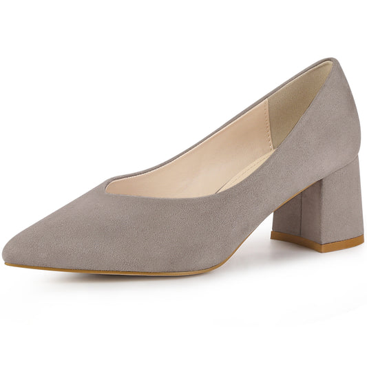 Zapatos de tacón bajo con punta puntiaguda y tacón grueso para mujer