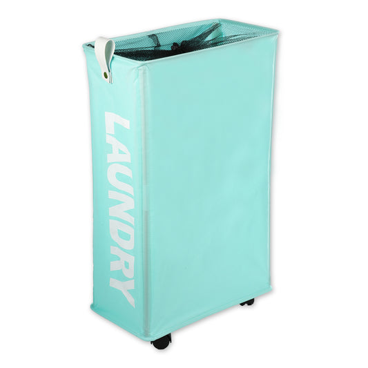 Laundry Basket With Wheels, 27" Slim Tall Rolling Laundry Basket, 55L Green