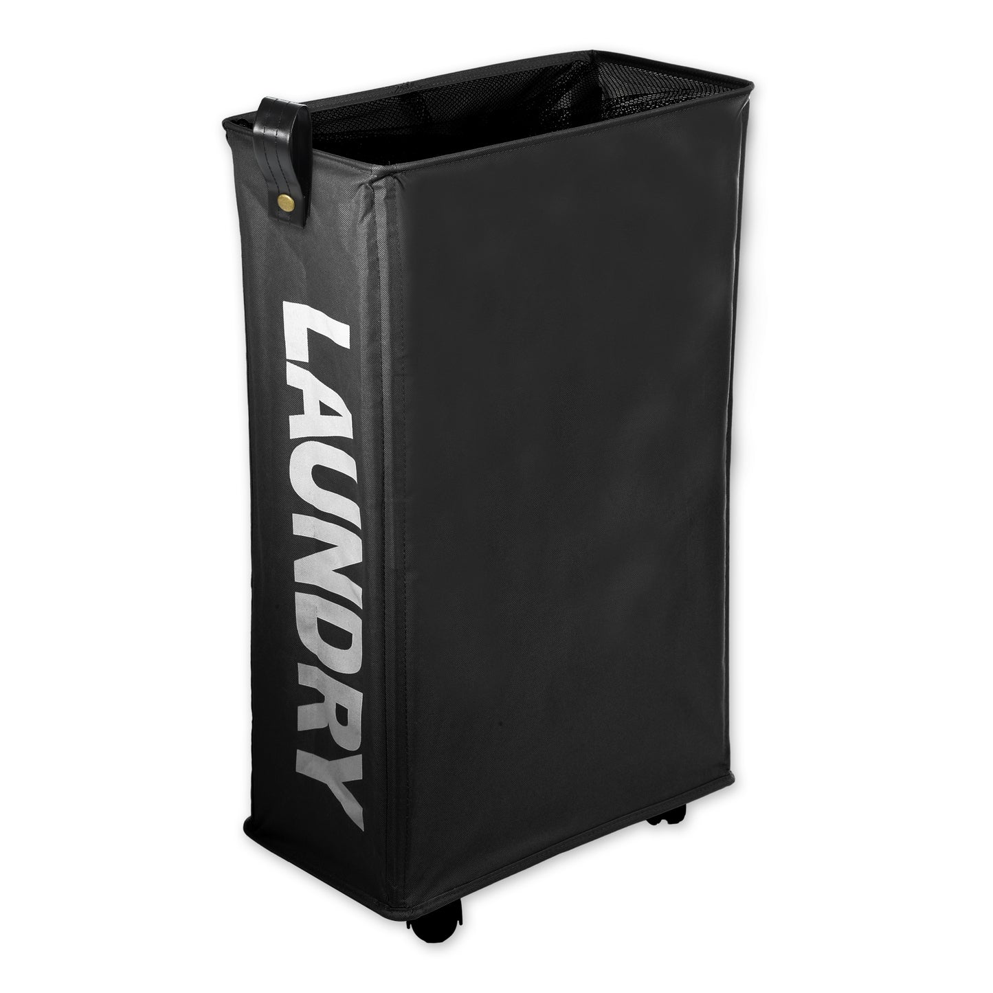 Laundry Basket With Wheels, 27" Slim Tall Rolling Laundry Basket, 55L Black