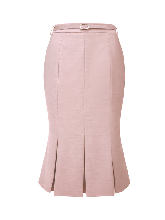 Women's Elegant Formal Skirt with Belt Knee Length Fishtail Pencil Skirt