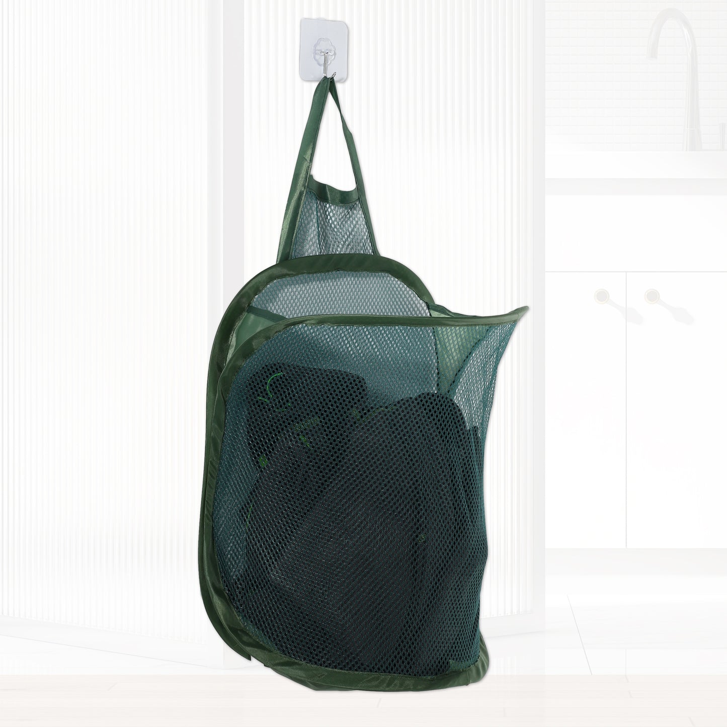 Wall-mounted Folding Laundry Basket for Bathroom 11.81"x7.09"x15.75" 20L Green