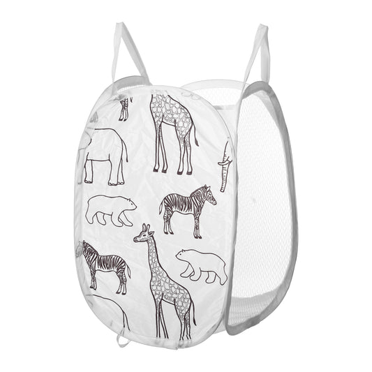 Folding Laundry Basket Durable Laundry Hamper for Bathroom 40L White