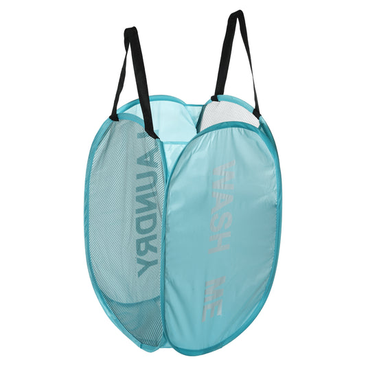 Folding Laundry Basket Durable Folding Laundry Hamper for Bathroom 75L Blue