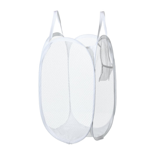 Folding Laundry Basket Durable Laundry Hamper for Bathroom 40L White