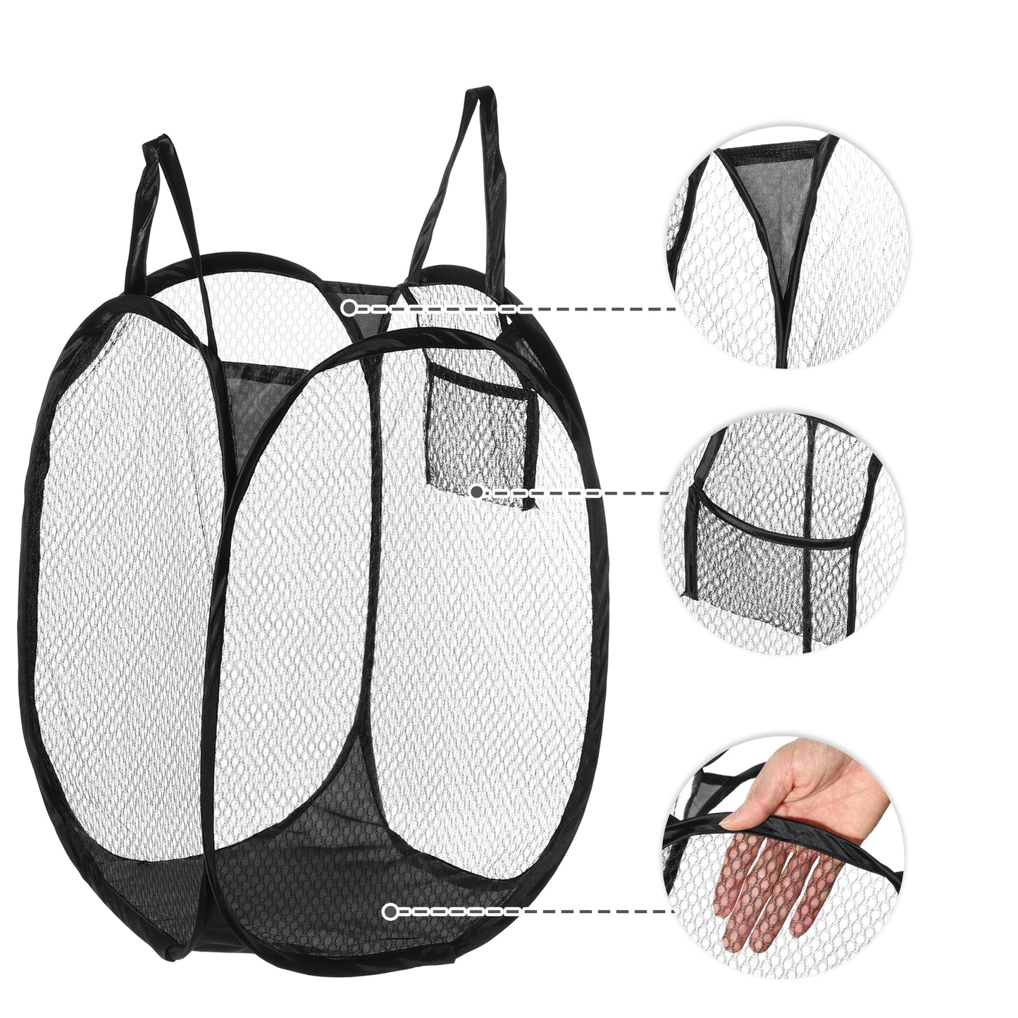 Folding Laundry Basket Durable Laundry Hamper for Bathroom 40L Black