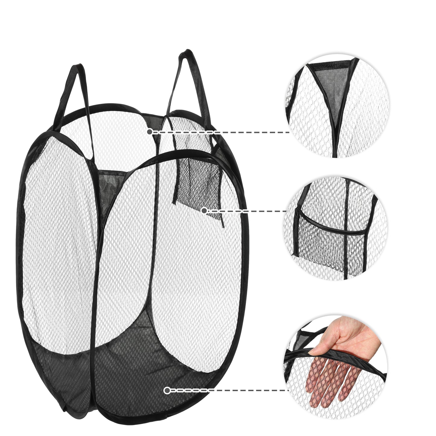 Folding Laundry Basket Durable Laundry Hamper for Bathroom 50L Black