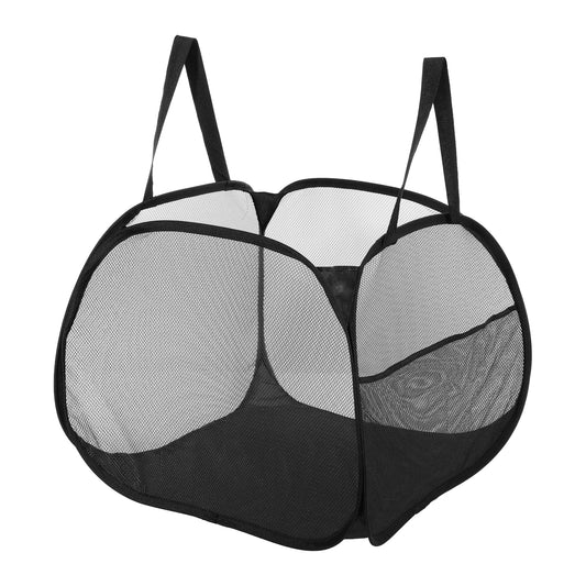 Folding Laundry Basket Portable Hamper Basket for Bathroom 90L Black