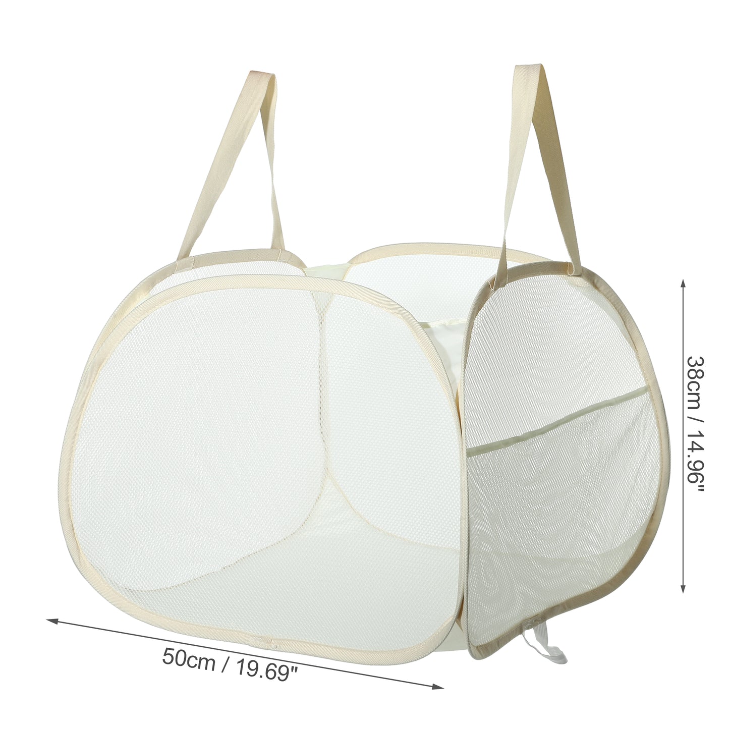 Folding Laundry Basket Portable Hamper Basket for Bathroom 90L Beige