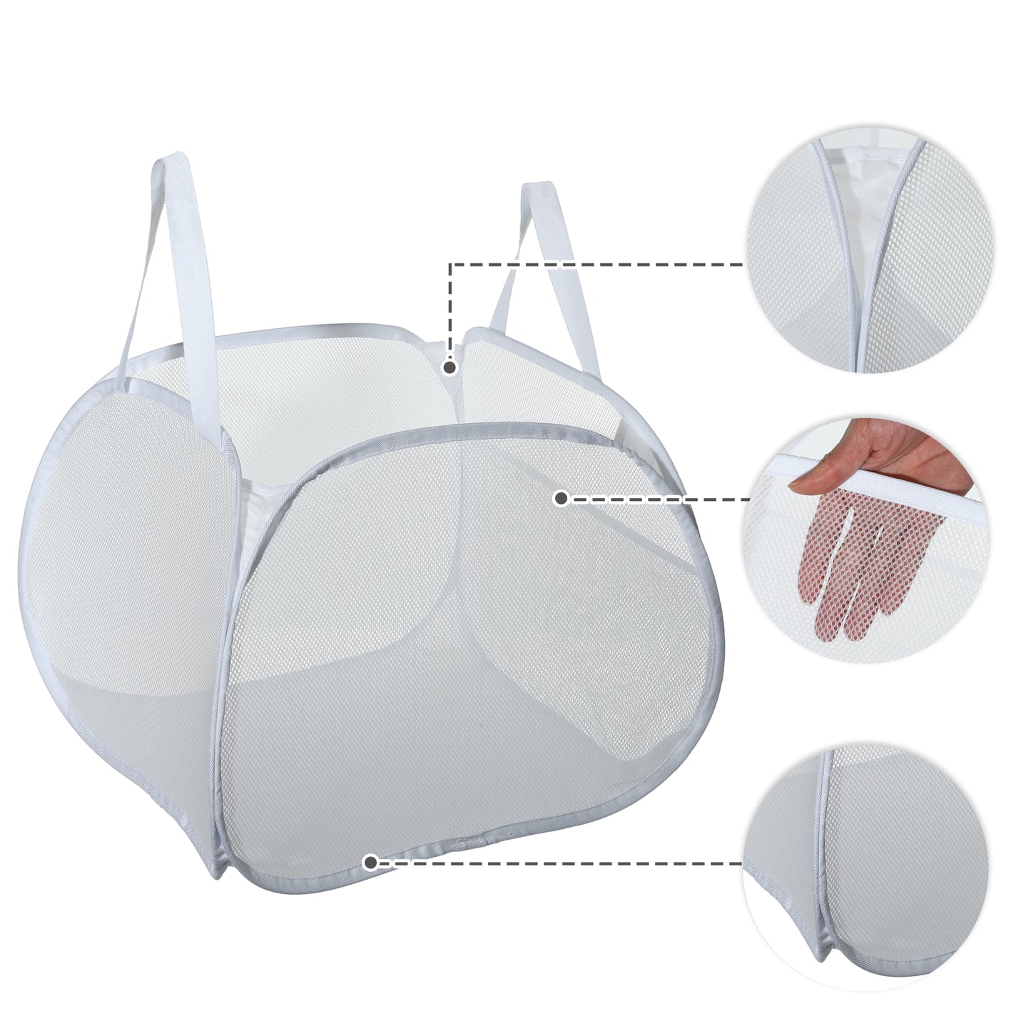 Folding Laundry Basket Portable Hamper Basket for Bathroom 90L White