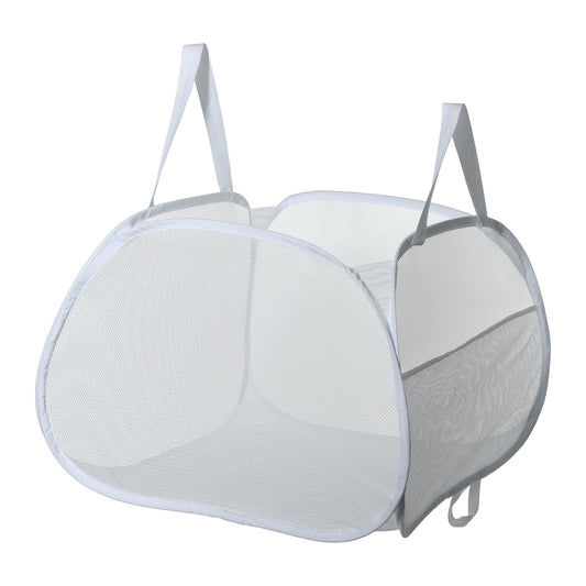 Folding Laundry Basket Portable Hamper Basket for Bathroom 90L White