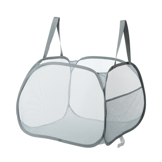 Folding Laundry Basket Portable Hamper Basket for Bathroom 90L Gray