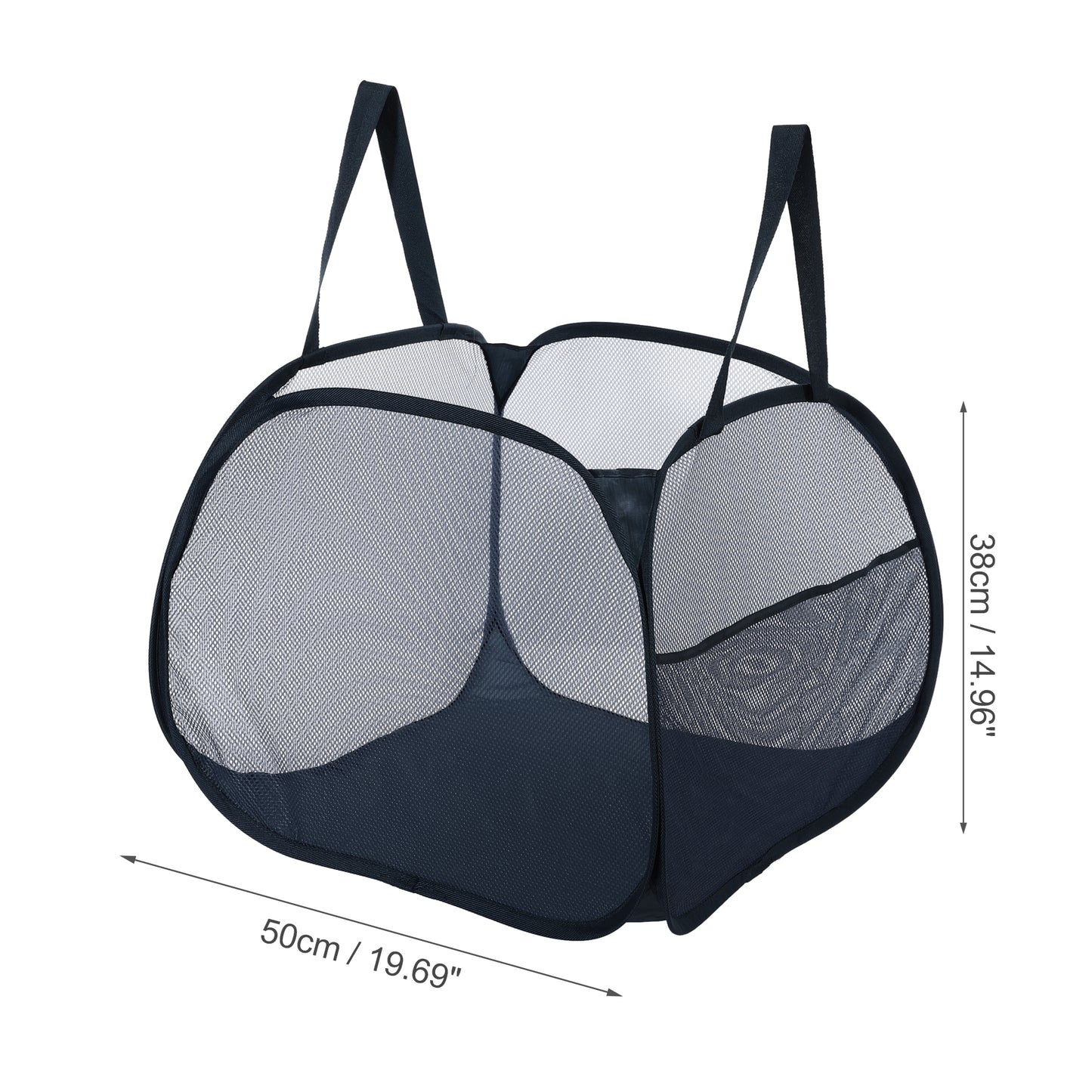 Folding Laundry Basket Portable Hamper Basket for Bathroom 90L Navy Blue