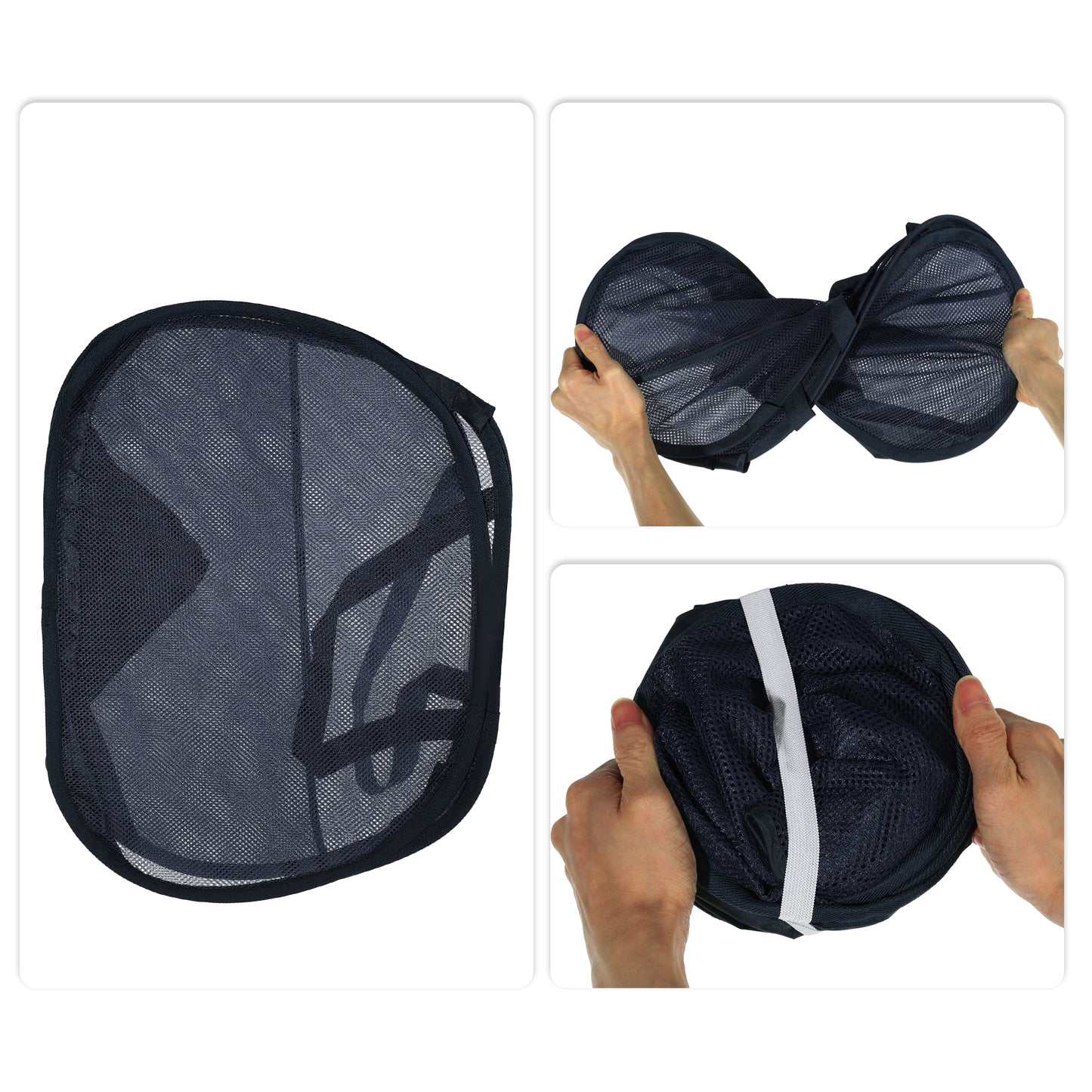 Folding Laundry Basket Portable Hamper Basket for Bathroom 90L Navy Blue