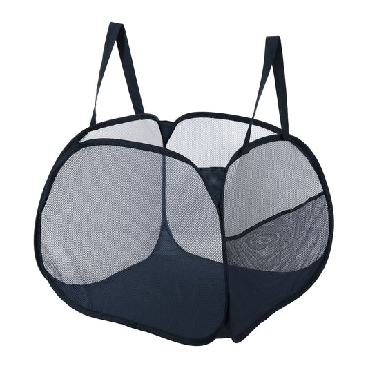 Folding Laundry Basket Portable Hamper Basket for Bathroom 90L Navy Blue