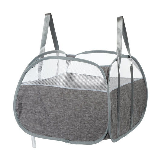 Folding Laundry Basket Breathable Hamper Basket for Bathroom 90L Gray