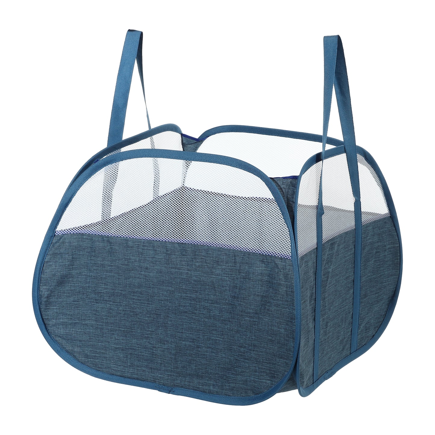 Folding Laundry Basket Breathable Hamper Basket for Bathroom 90L Blue