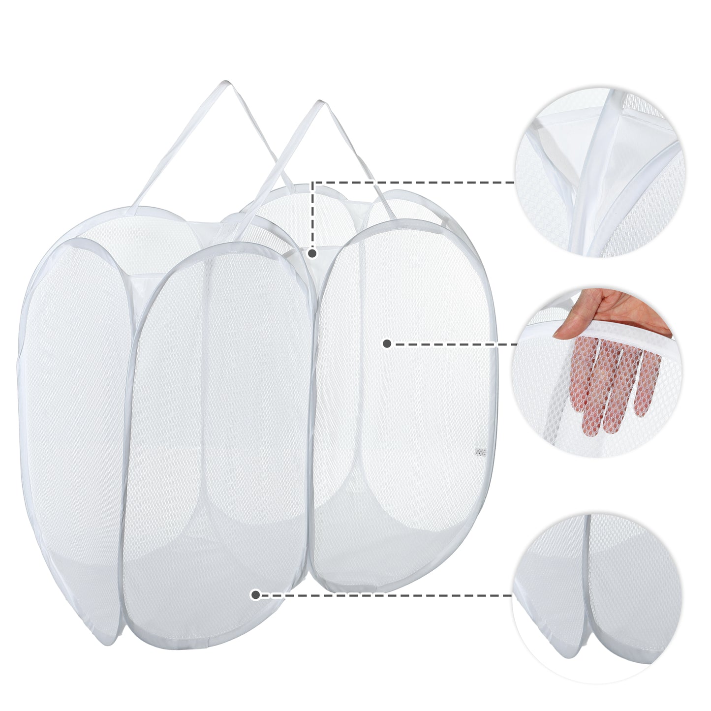 Folding Laundry Basket Portable Hamper Basket for Bathroom 140L White