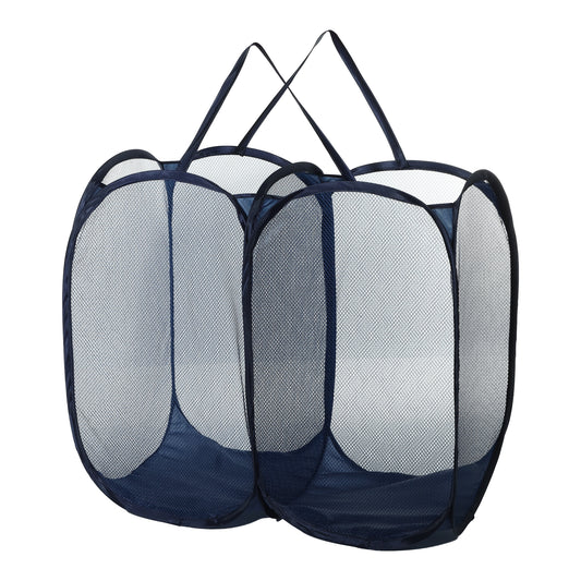 Folding Laundry Basket Portable Hamper Basket for Bathroom 140L Blue