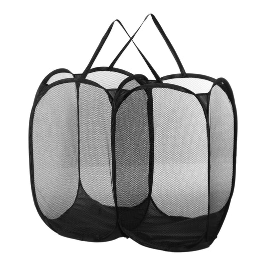 Folding Laundry Basket Portable Hamper Basket for Bathroom 140L Black