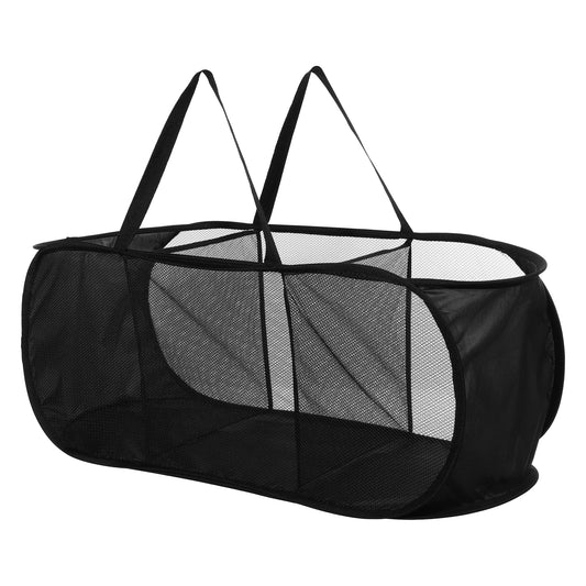 Folding Laundry Basket 3 Compartments Hamper Basket for Bathroom 100L Black