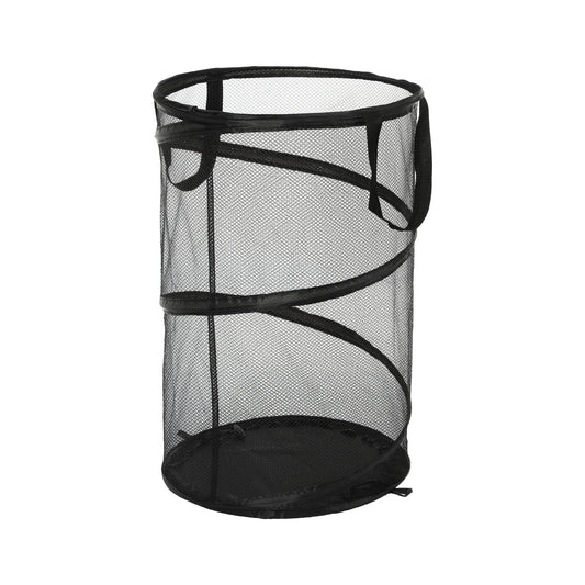 Folding Laundry Basket Portable Hamper Basket for Bathroom 20L Black