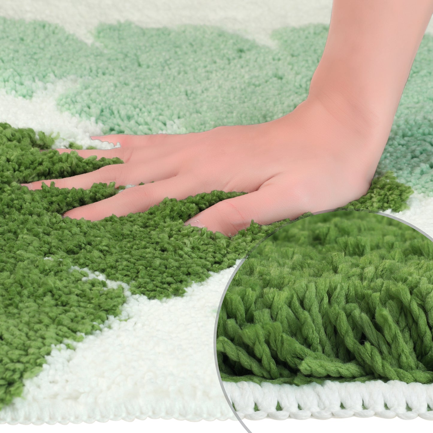 Cute Leaf Pattern Bath Rug, Boho Non Slip Bathroom Decor Washable Mat for Bedroom, Bath Tub
