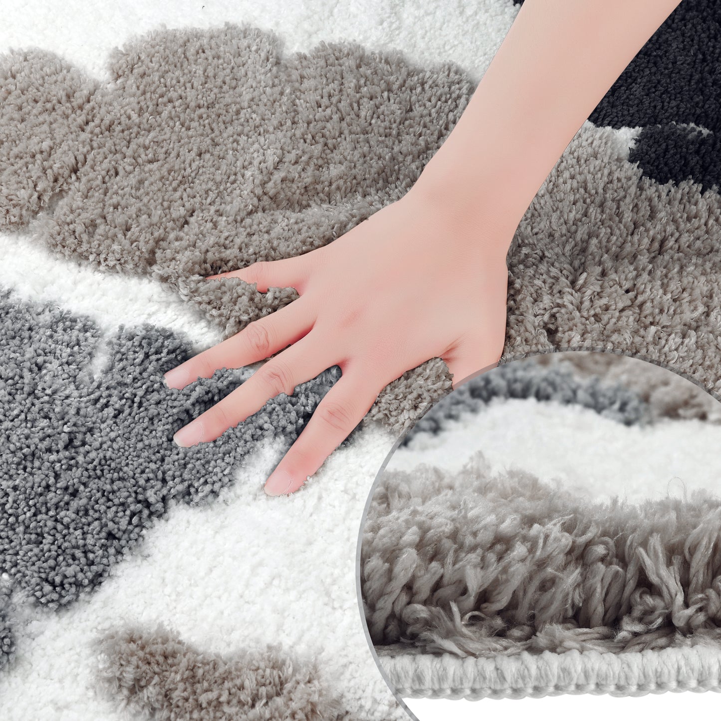 Cute Leaf Pattern Bath Rug, Boho Non Slip Bathroom Decor Washable Mat for Bedroom, Bath Tub