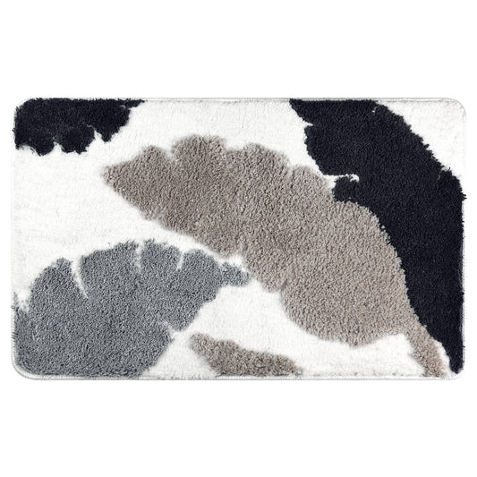Cute Leaf Pattern Bath Rug, Boho Non Slip Bathroom Decor Washable Mat for Bedroom, Bath Tub