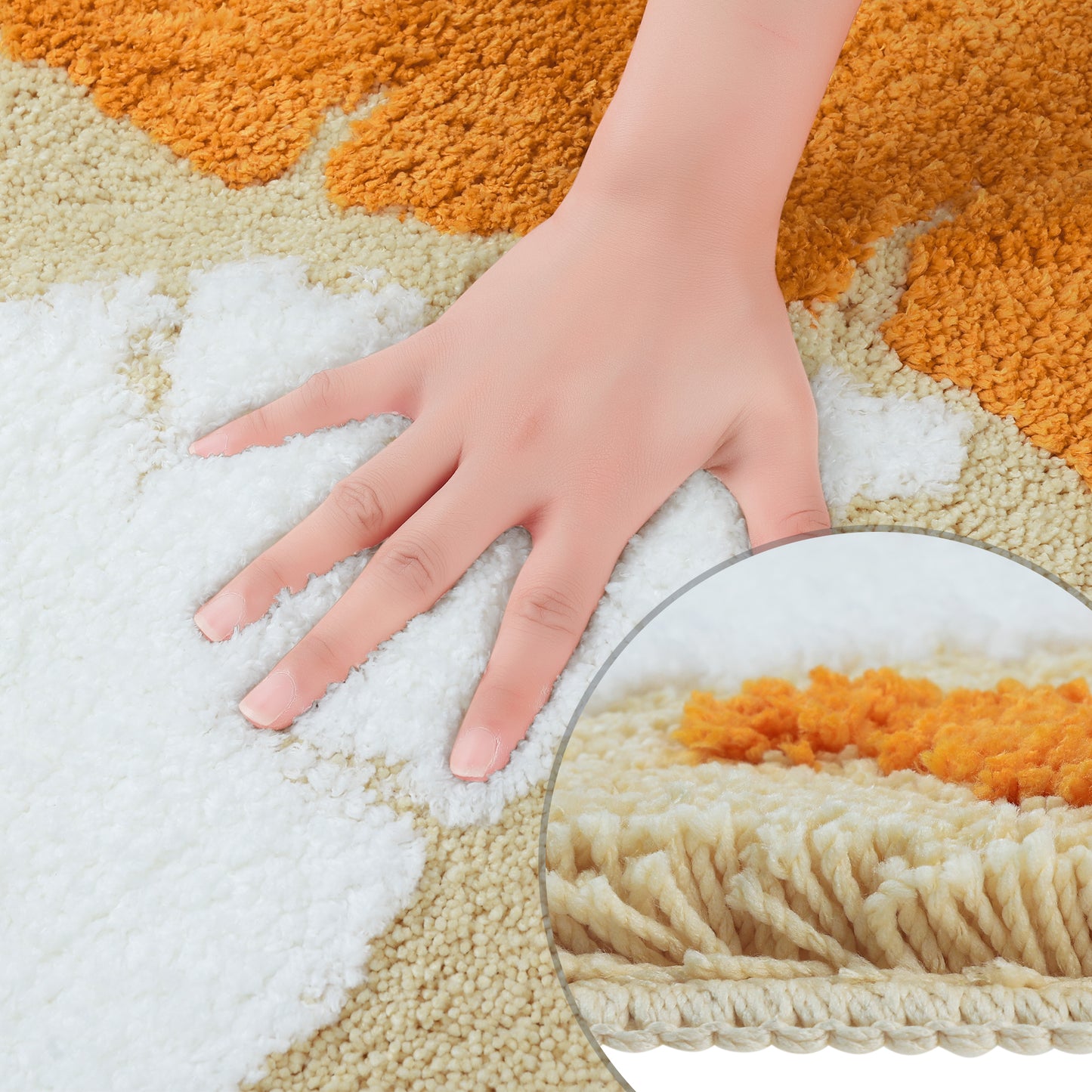 Cute Leaf Pattern Bath Rug, Boho Non Slip Bathroom Decor Washable Mat for Bedroom, Bath Tub