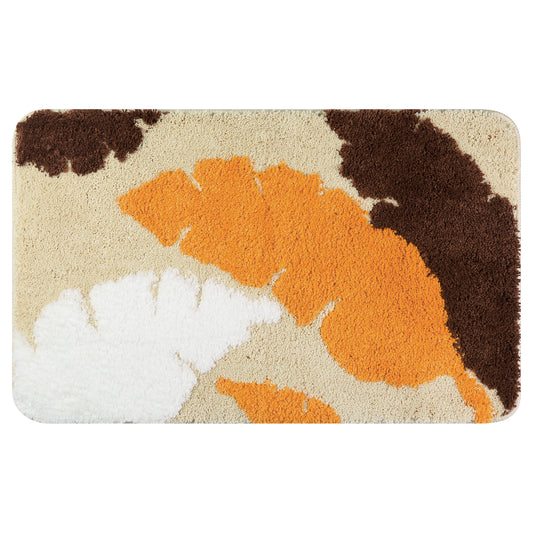 Cute Leaf Pattern Bath Rug, Boho Non Slip Bathroom Decor Washable Mat for Bedroom, Bath Tub