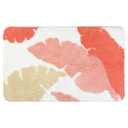 Cute Leaf Pattern Bath Rug, Boho Non Slip Bathroom Decor Washable Mat for Bedroom, Bath Tub