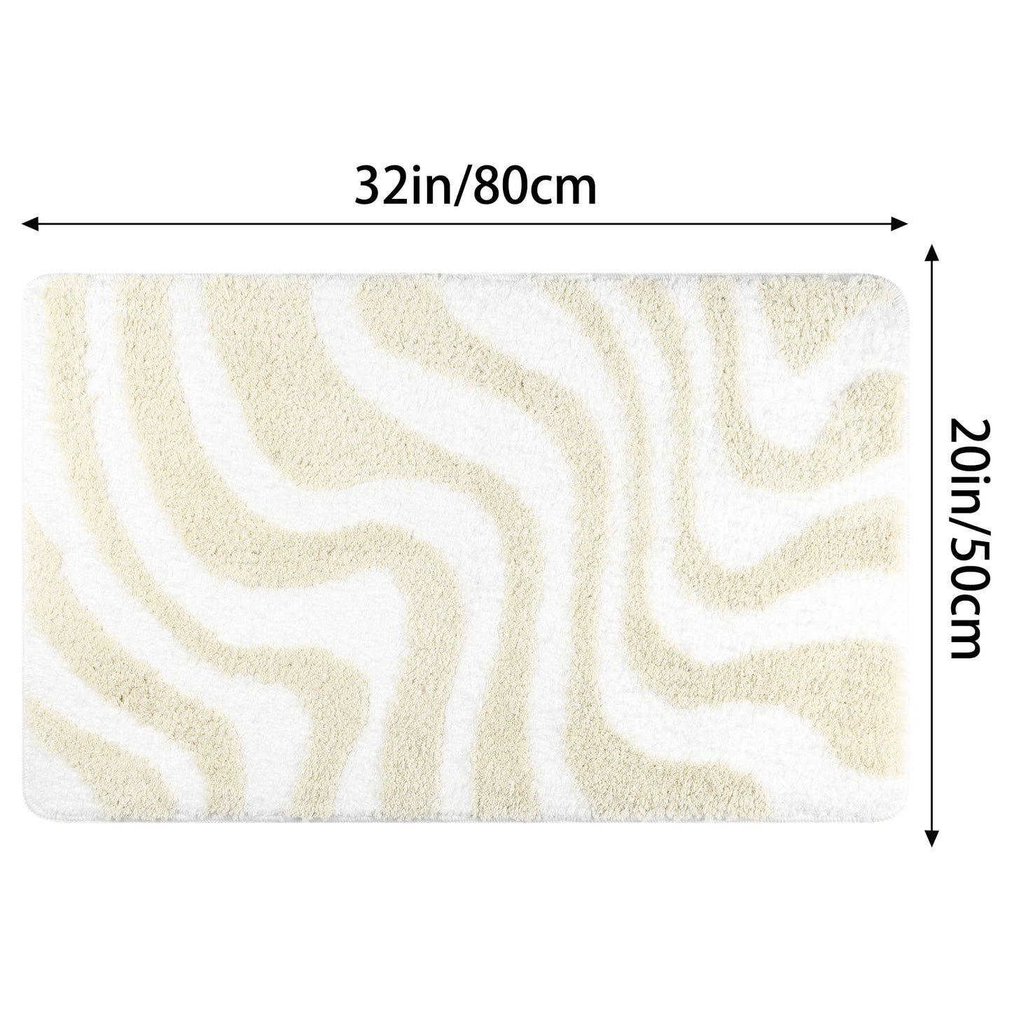 Fashion Wave Pattern Bathroom Rug Mat, Soft Absorbent Machine Wash Bath Mats