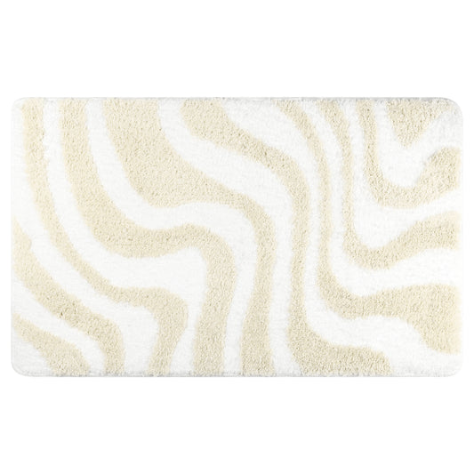 Fashion Wave Pattern Bathroom Rug Mat, Soft Absorbent Machine Wash Bath Mats
