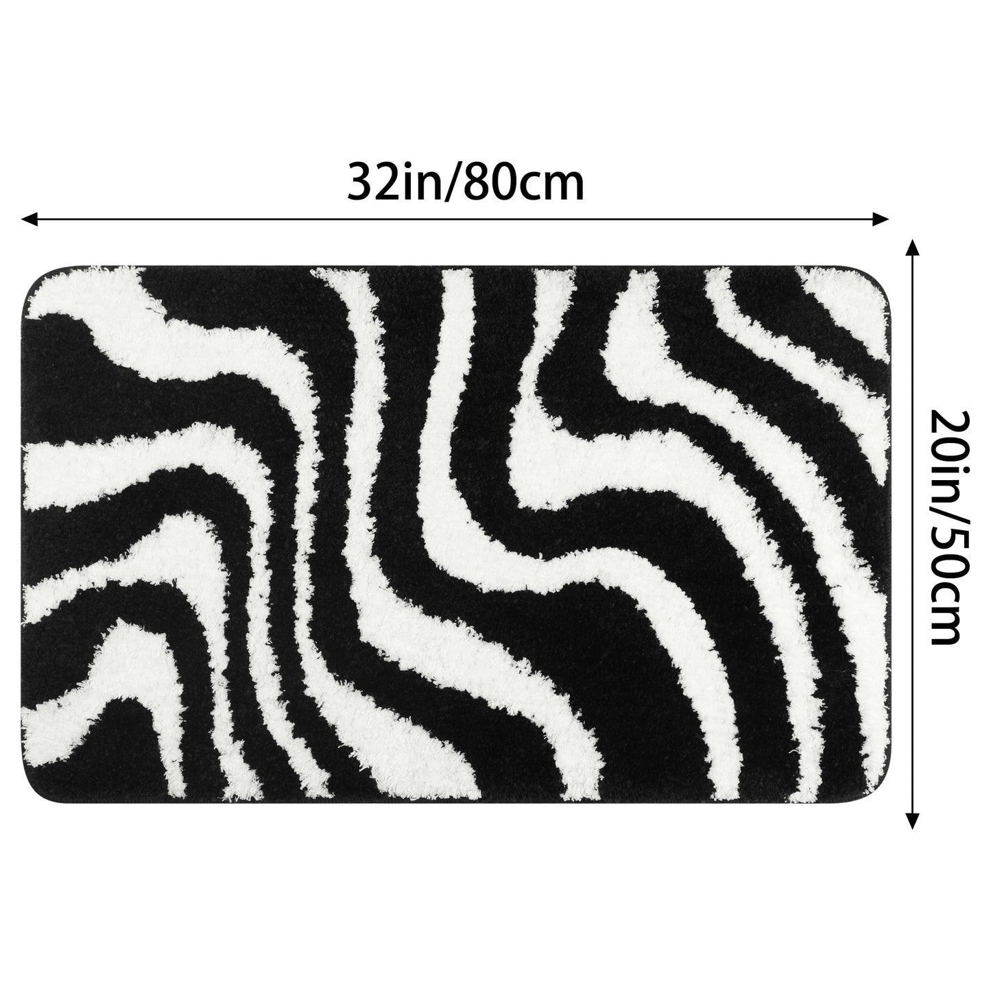 Fashion Wave Pattern Bathroom Rug Mat, Soft Absorbent Machine Wash Bath Mats