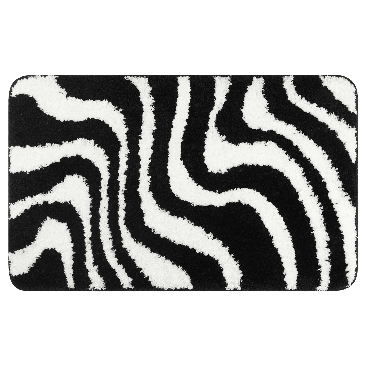 Fashion Wave Pattern Bathroom Rug Mat, Soft Absorbent Machine Wash Bath Mats