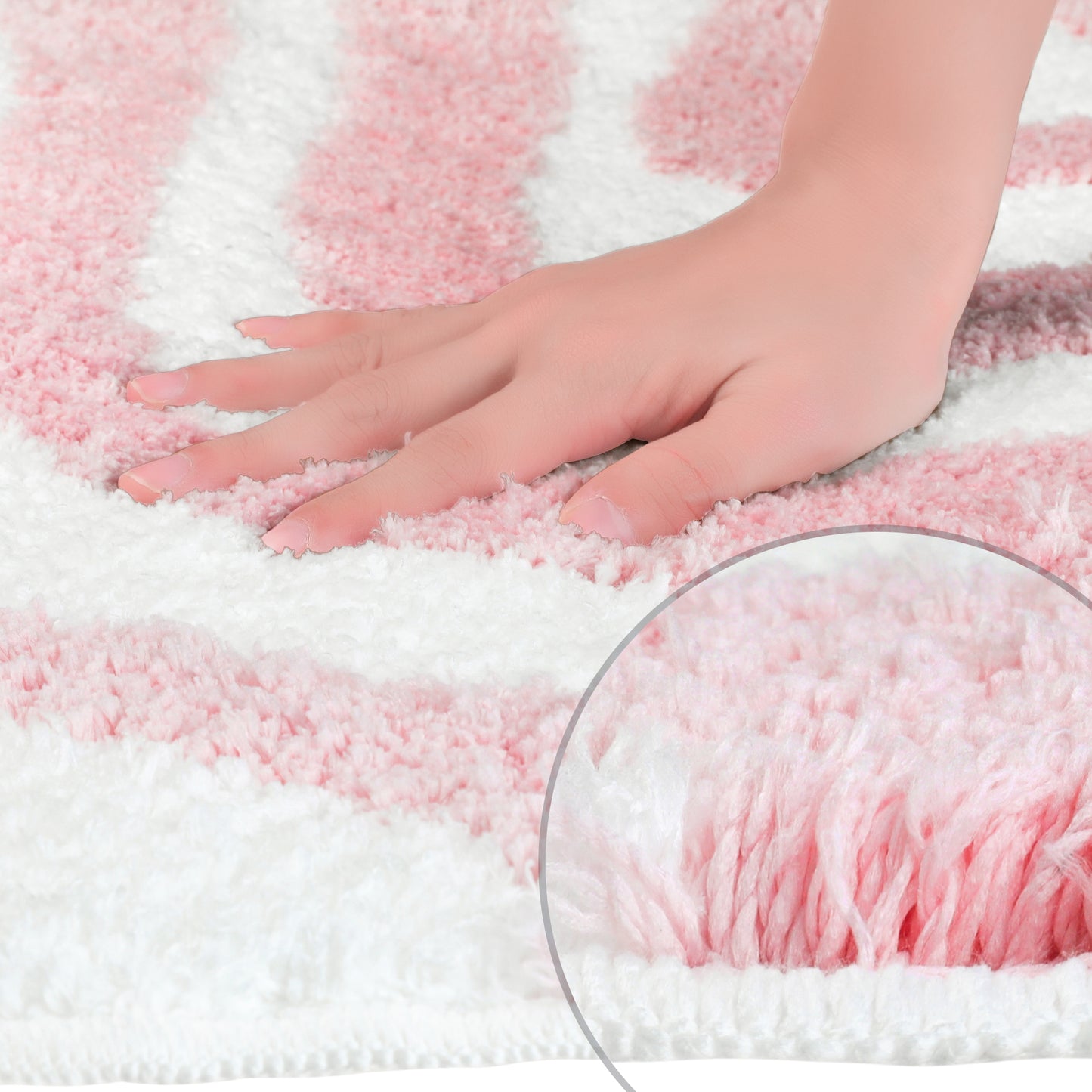 Fashion Wave Pattern Bathroom Rug Mat, Soft Absorbent Machine Wash Bath Mats