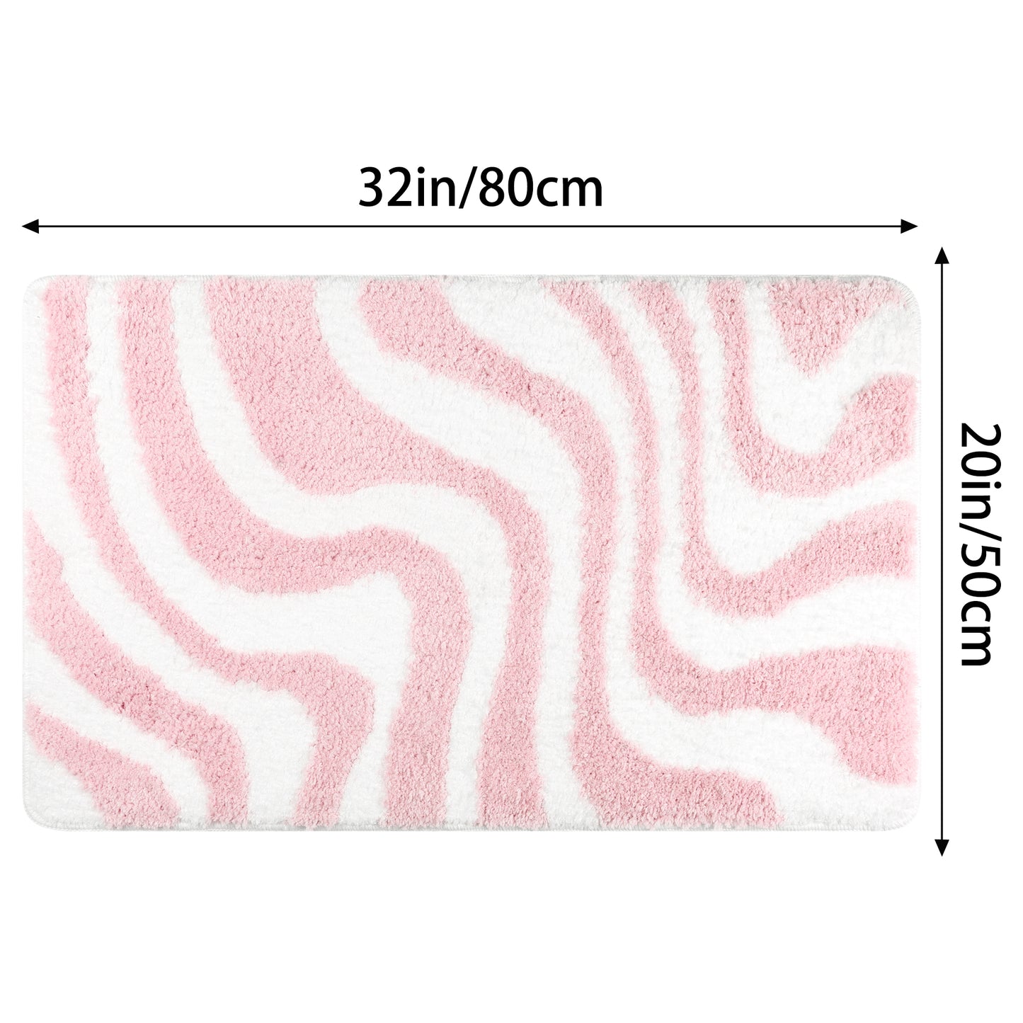 Fashion Wave Pattern Bathroom Rug Mat, Soft Absorbent Machine Wash Bath Mats