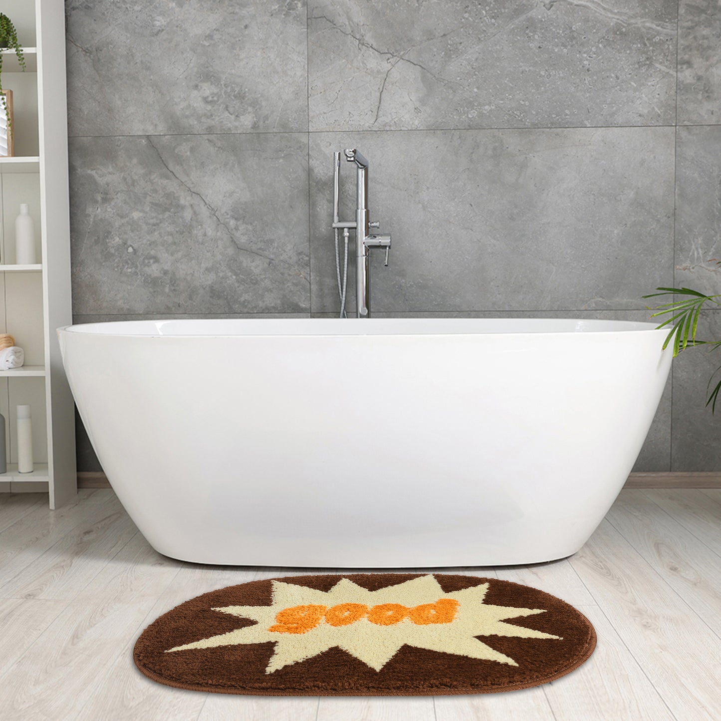 Funny Letter Bath Rug, Non-Slip Absorbent Bathroom Mat Washable for Shower and Spa Floors