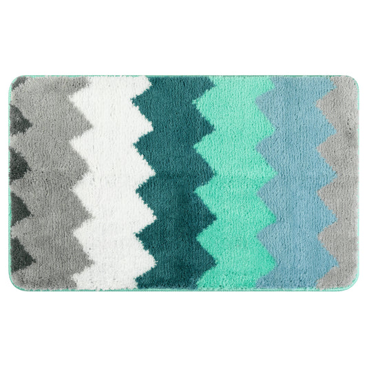 Waves Stripe Bathroom Carpet, Extra Soft and Absorbent Bath Mat, Non-Slip Rug for Bathroom