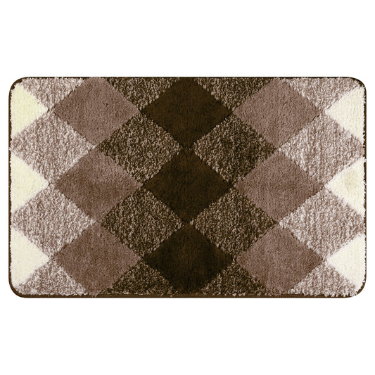 Geometric Pattern Bathroom Rug Mat, Soft Absorbent, Non-Slip Comfortable Bath Mats
