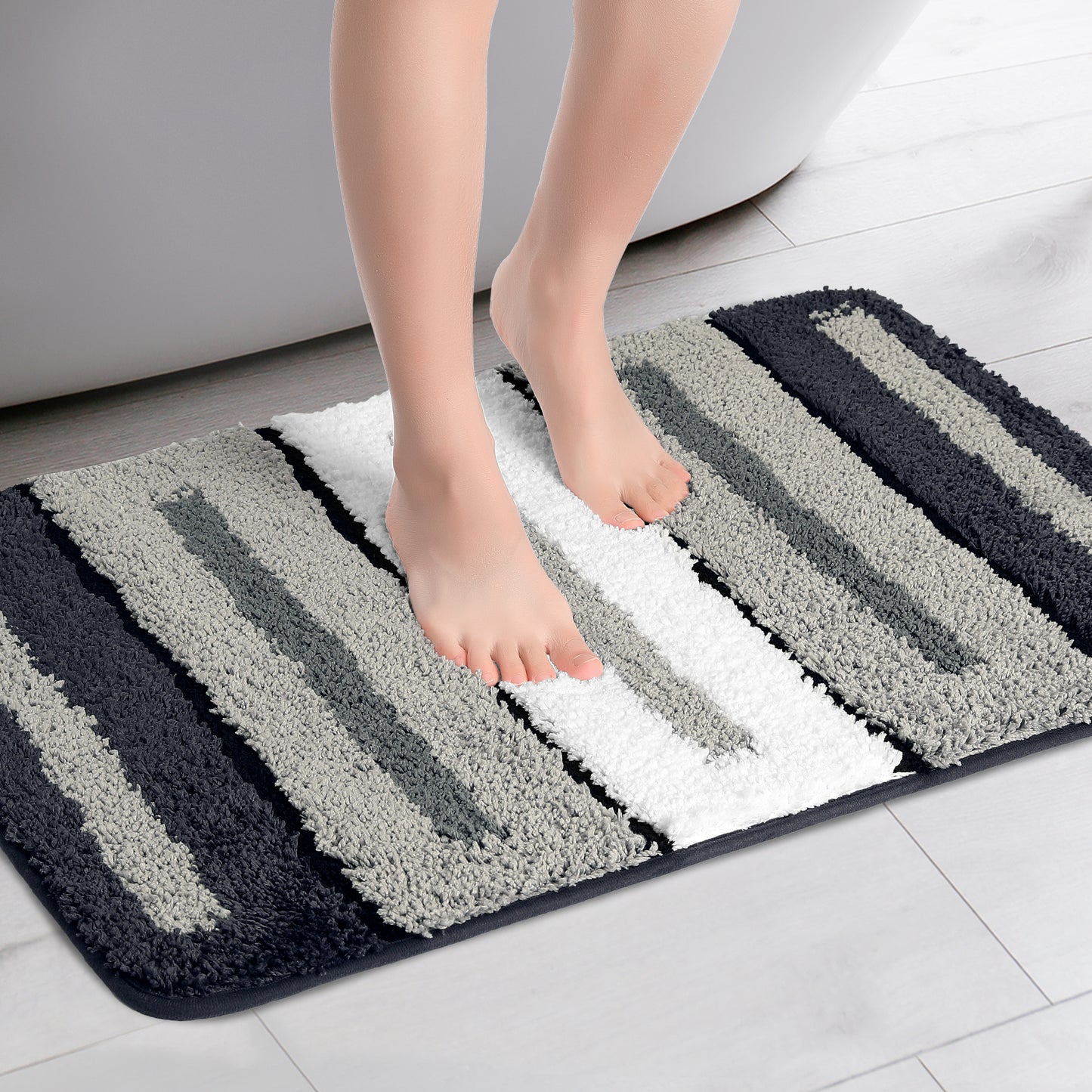 Grey Bathroom Rug, Soft Bath Mat Non Slip Ultra Water Absorbent Machine Washable Bath Mats