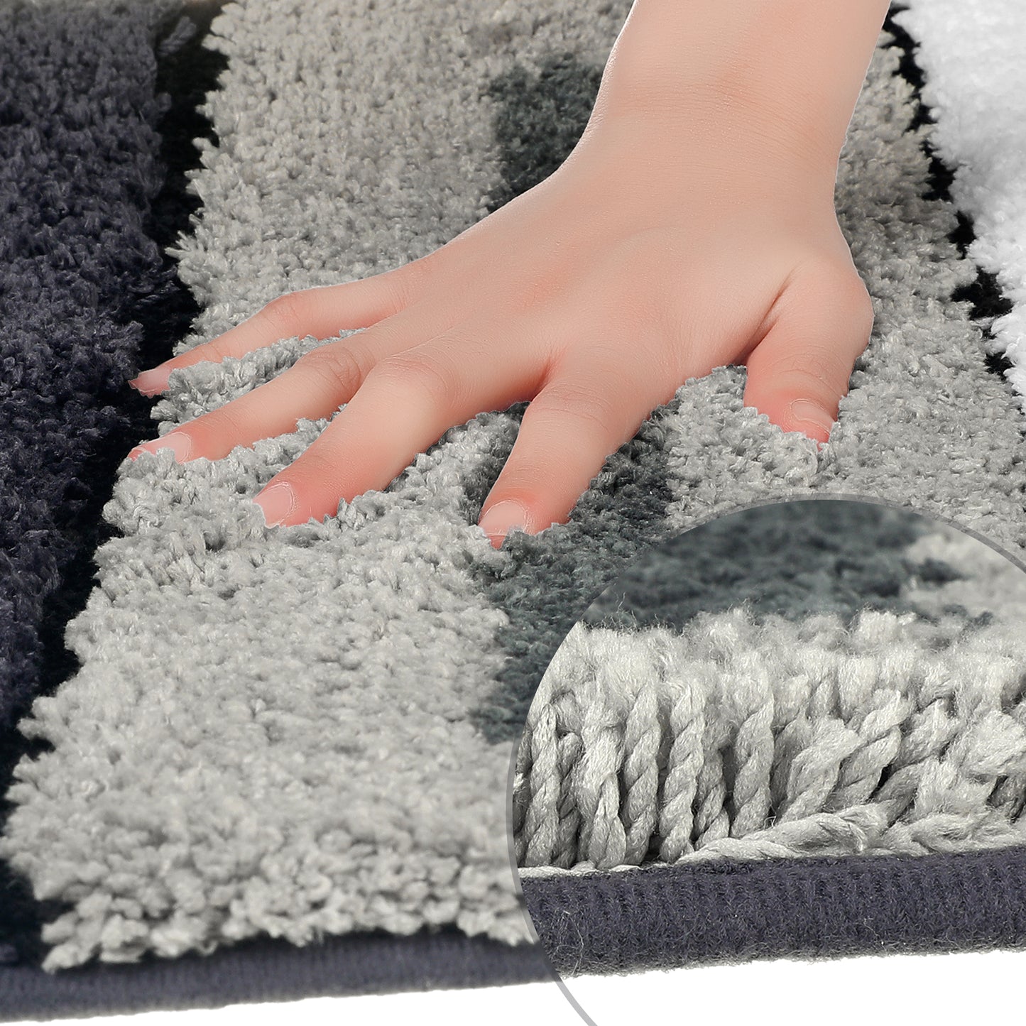 Grey Bathroom Rug, Soft Bath Mat Non Slip Ultra Water Absorbent Machine Washable Bath Mats