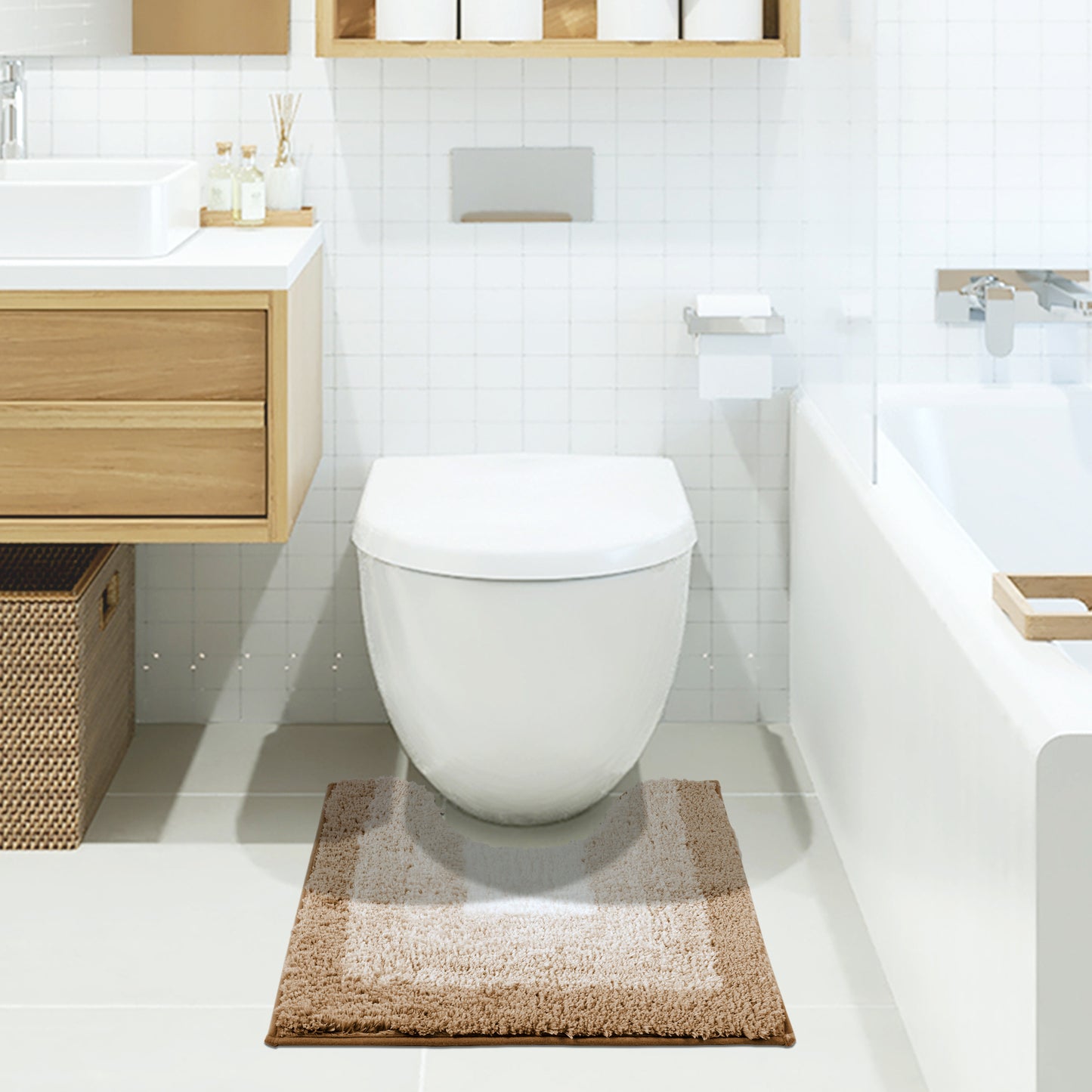 Soft and Absorbent Bathroom Rug Non-slip Plush Shaggy Bath Carpet Luxury Bath Mats