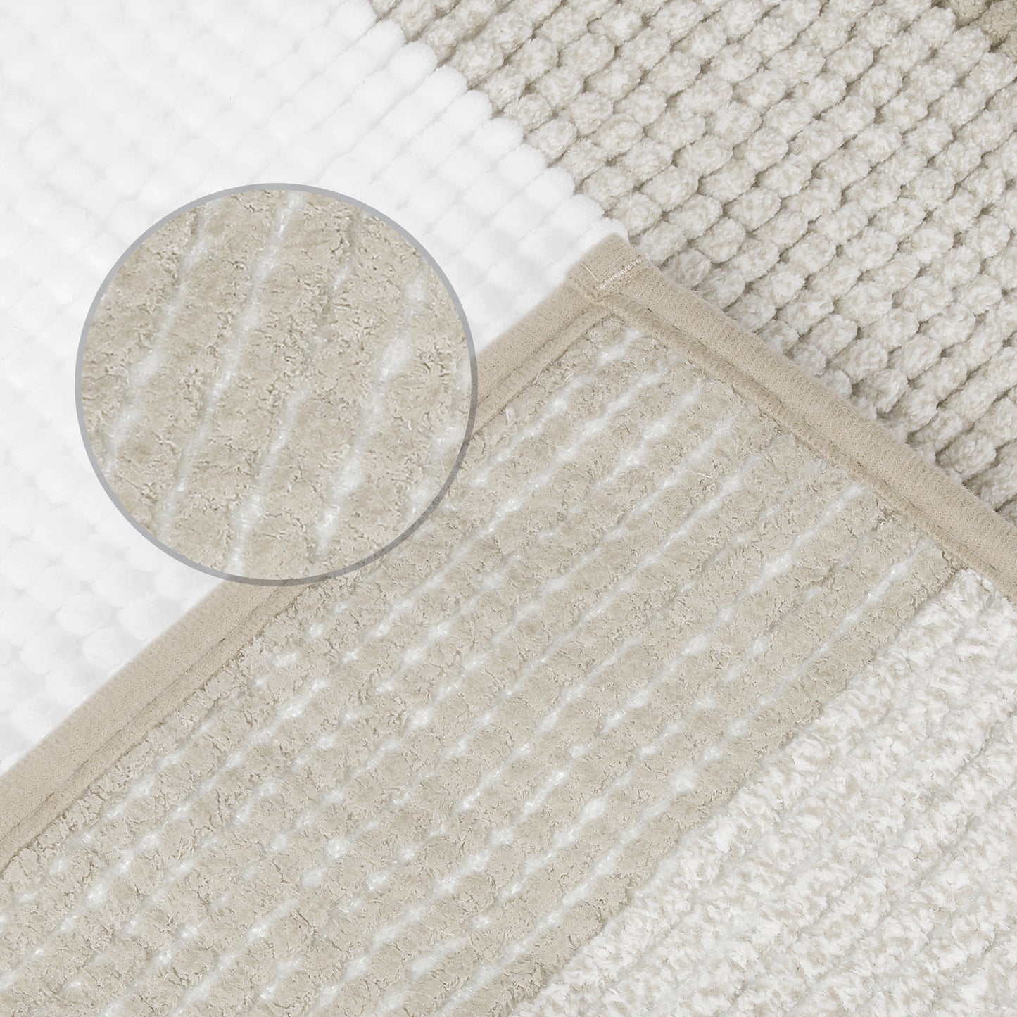 Bathroom Rug, Extra Soft and Absorbent Chenille Bath Rug Fluffy Striped Chenille Bath Mats