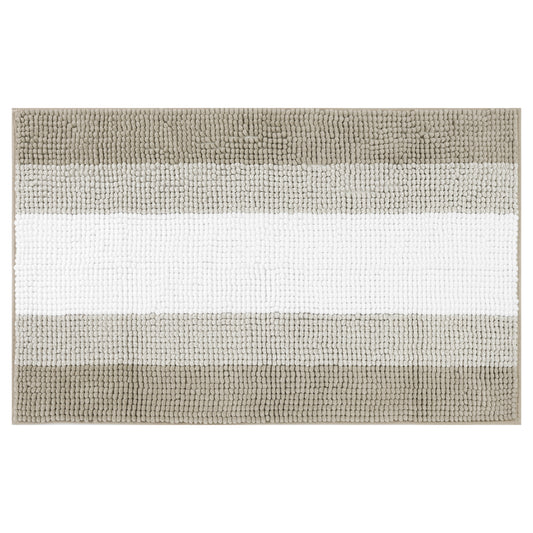 Bathroom Rug, Extra Soft and Absorbent Chenille Bath Rug Fluffy Striped Chenille Bath Mats