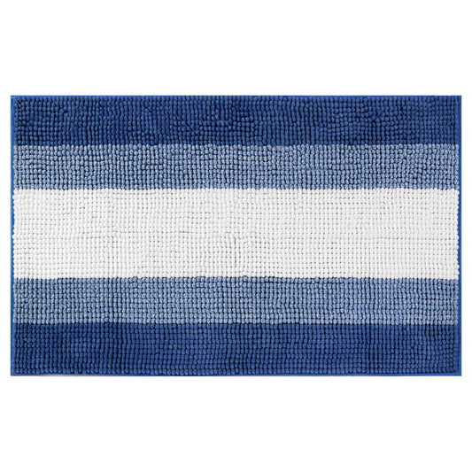 Bathroom Rug, Extra Soft and Absorbent Chenille Bath Rug Fluffy Striped Chenille Bath Mats