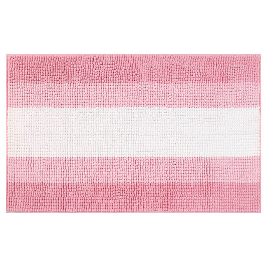Bathroom Rug, Extra Soft and Absorbent Chenille Bath Rug Fluffy Striped Chenille Bath Mats