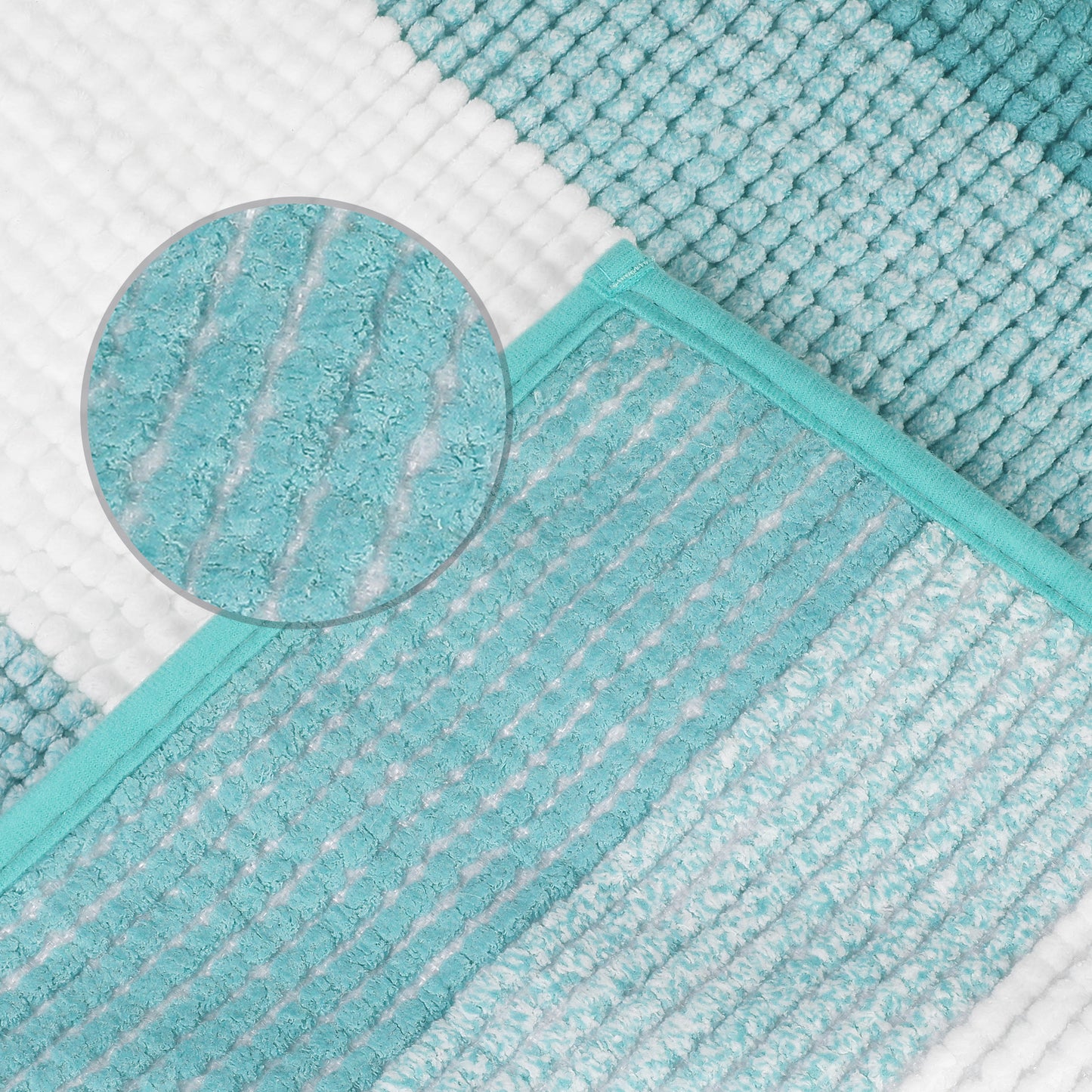 Bathroom Rug, Extra Soft and Absorbent Chenille Bath Rug Fluffy Striped Chenille Bath Mats