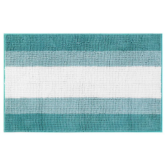 Bathroom Rug, Extra Soft and Absorbent Chenille Bath Rug Fluffy Striped Chenille Bath Mats