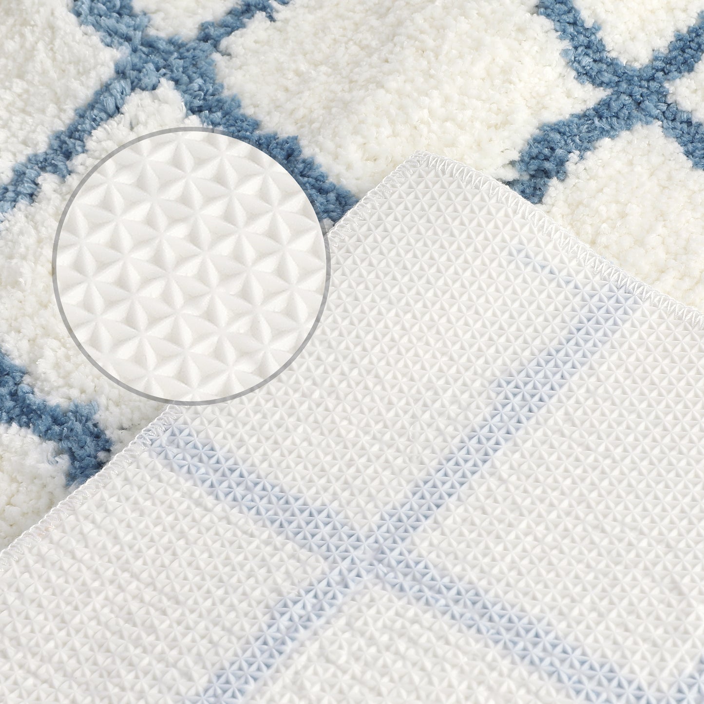 Checkered Non Slip Bath Mats, Soft Fluffy Absorbent Bathroom Rugs for Shower